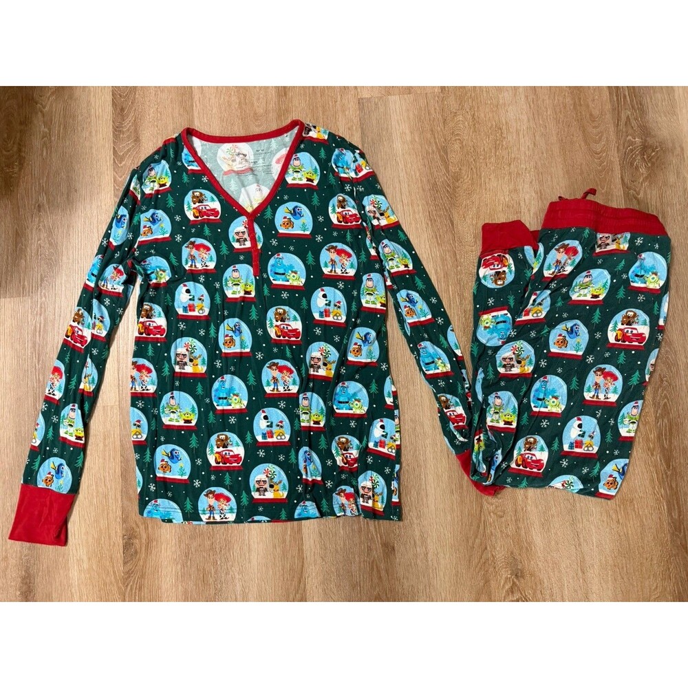 Little Sleepies Disney Pixar Women’s Christmas Pajamas Size Large Bamboo